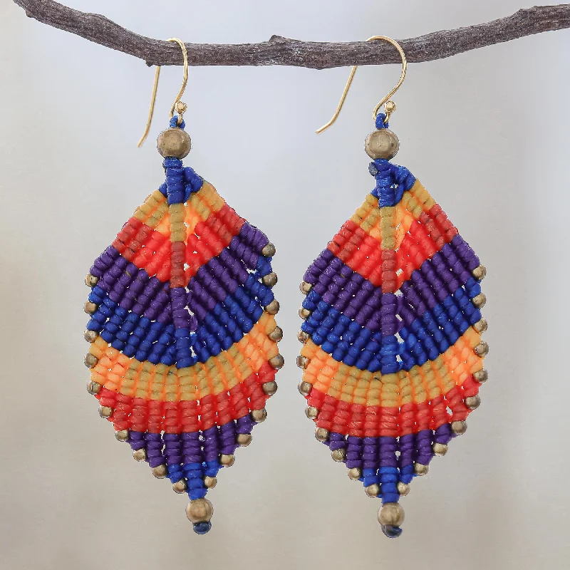 - Car dog seat beltBoho Leaves in Jewel Tones Jewel Tone Leaf Waxed Cord Macrame Dangle Earrings