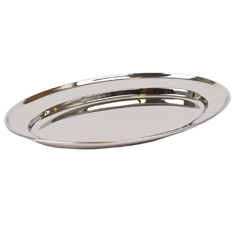 ---35cm x 24cm Oval Stainless Steel Serving Platter - By Argon Tableware