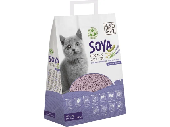 Pet comb: used to comb pet hair,Soya Organic Cat Litter Lavander Scented 15 L - 100% Biodegradable