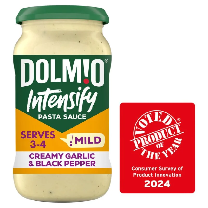  -Splash-proof food bowl AND Anti-choking slow food bowlDolmio Intensify Mild Creamy Garlic & Black Pepper Pasta Sauce