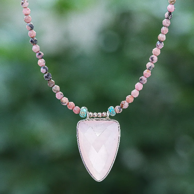 - Pet fence foldable indoorPink Chill Rose Gold-Plated Rhodonite and Chalcedony Pendant Necklace