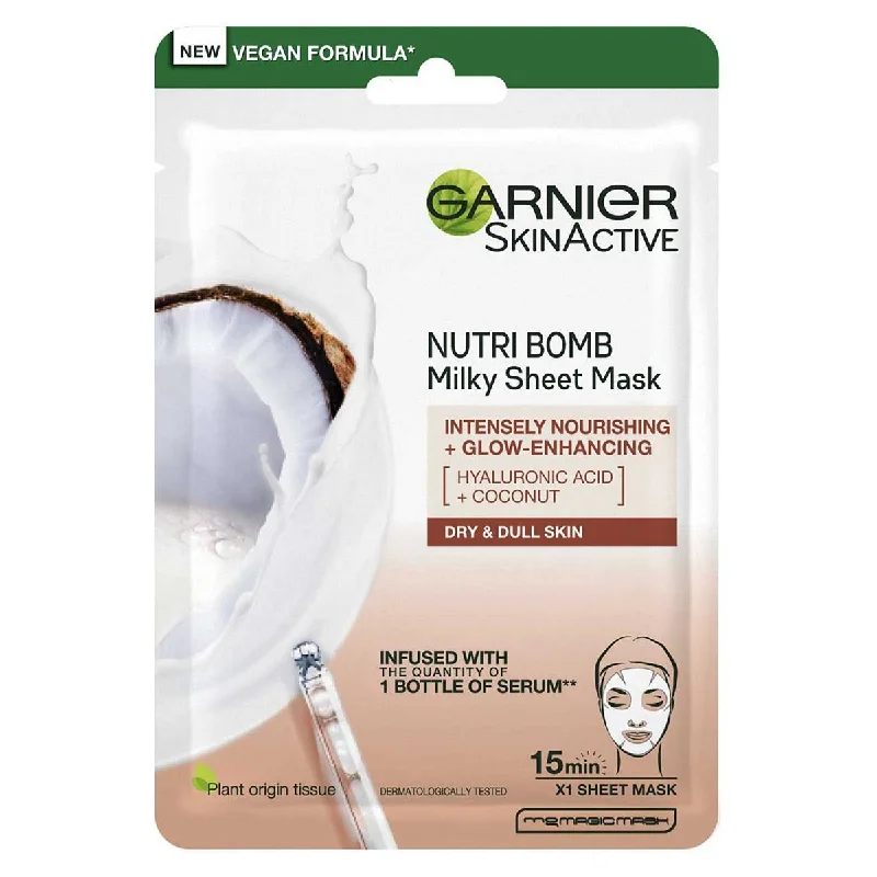 - Air box TSA certified check-inGarnier Nutri Bomb Milky Sheet Mask Coconut and Hyaluronic Acid 28g