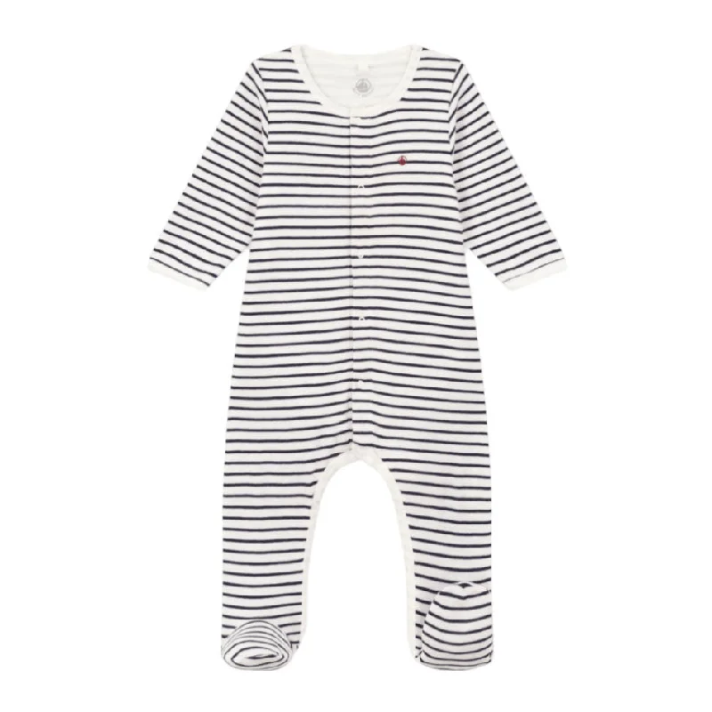 - Pet fence foldable indoorPetit Bateau White/Navy Baby Front Snap Striped Footie