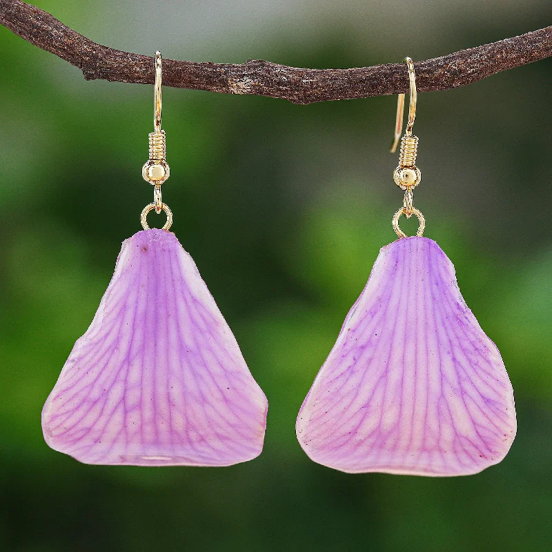 - Dog disposable foam shower gelSummer Treat in Lavender Gold-Plated Purple Orchid Petal Dangle Earrings