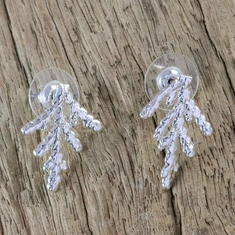 - Air box TSA certified check-inNatural Needles Silver Plated Natural Cypress Leaf Earrings from Thailand