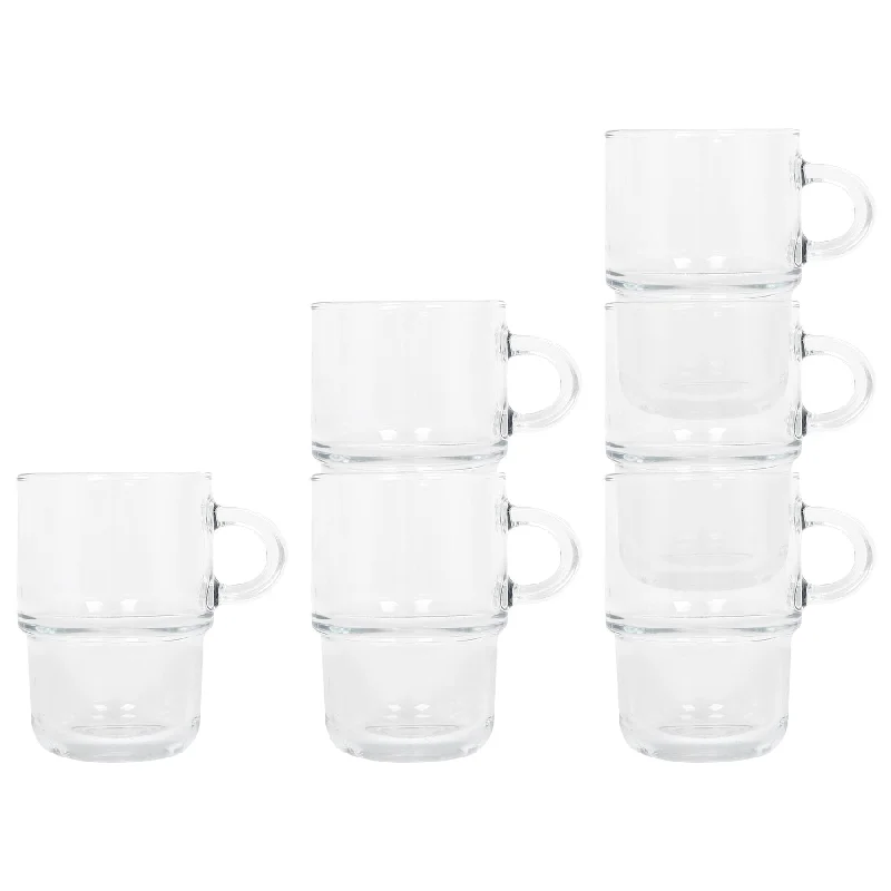 - ​​Christmas pet Christmas clothing350ml Cozy Stacking Glass Coffee Cups - Pack of Six - By LAV