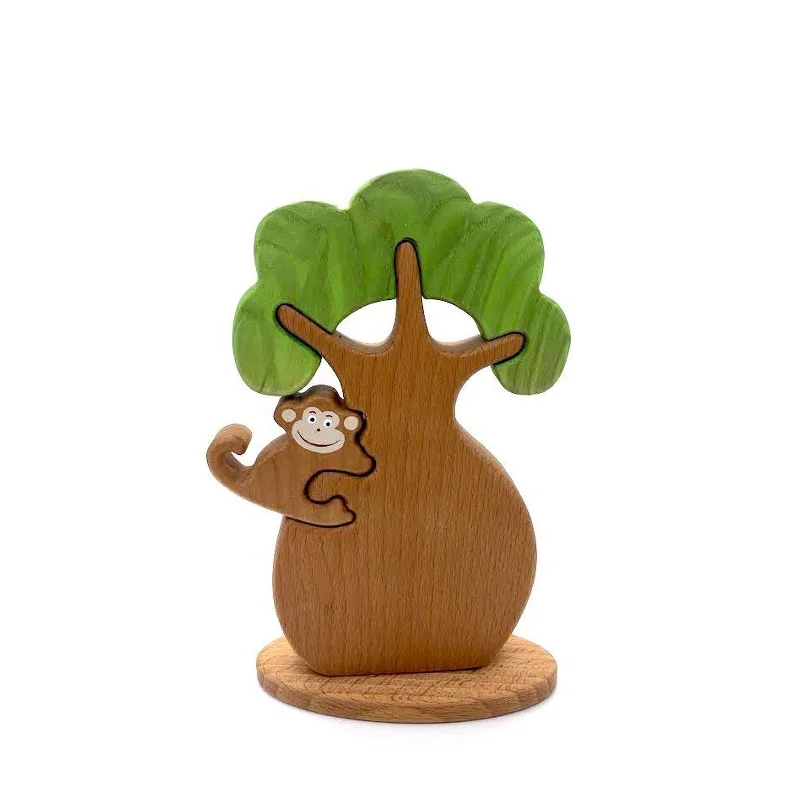 - Solid wood cat climbing frame customizedWooden Caterpillar tree with monkey