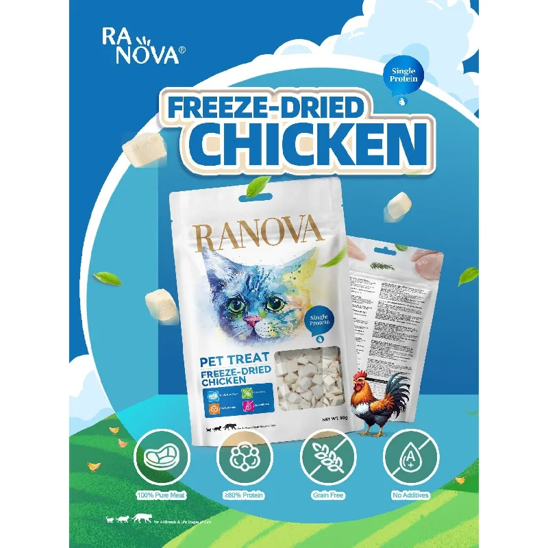    - Hypoallergenic cat food  Ranova Freeze-Dried Chicken Cat Treats 50g