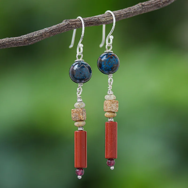 - Solid wood cat climbing frame customizedSummer Relax Hand Crafted Jasper and Garnet Dangle Earrings