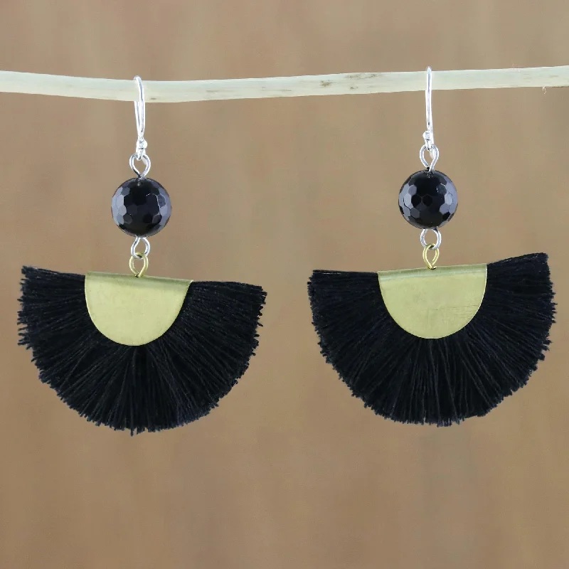 - Elderly dog ​​joint care mattressFestival in Black Quartz and Brass Bead Dangle Earrings with Cotton Fringe