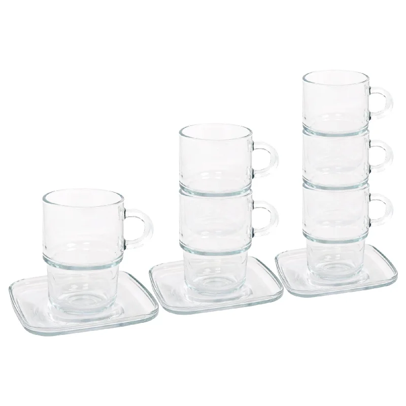 - Pet fence foldable indoor12pc 350ml Cozy Stacking Glass Coffee Cups & Saucers Set - By LAV