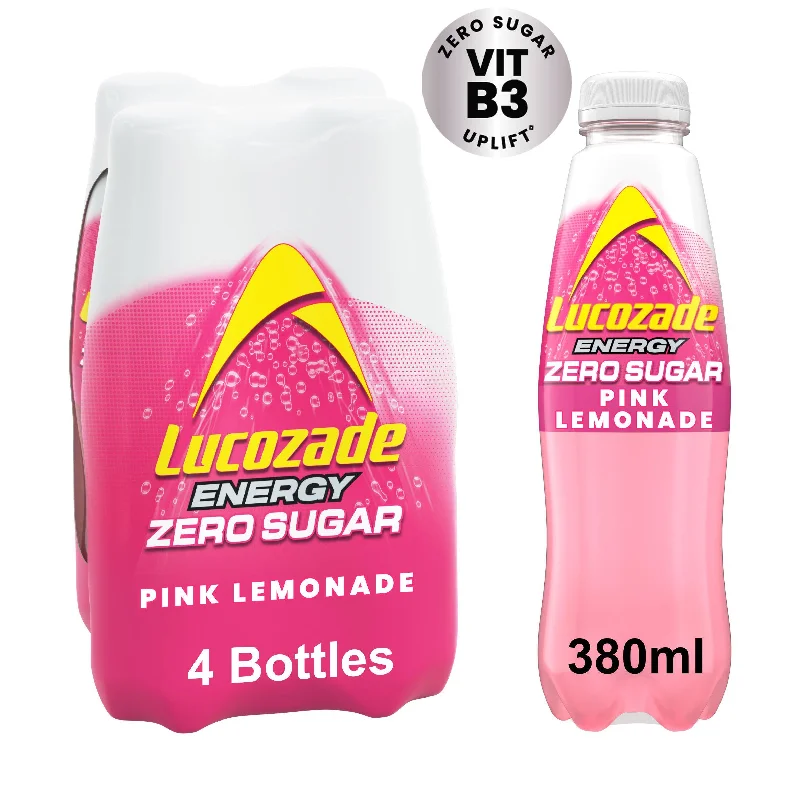 ---Lucozade Zero Pink Lemonade 4x380ml