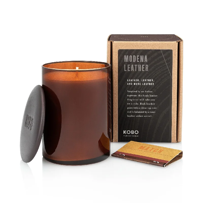 - Air box TSA certified check-inKOBO Modena Leather Woodblock Candle (15 oz) #10076127